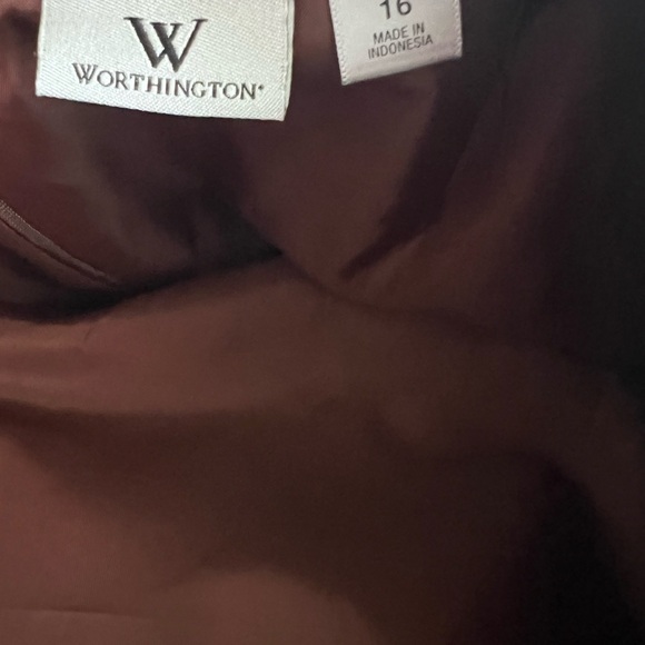 Worthington Tan/Gold w/ Brown Lining Sequin A-Line Midi Skirt/Size 16 - Picture 5 of 11